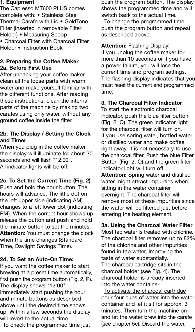 Page 7 of 12 - Capresso Capresso-Mt600-Plus-485-Users-Manual- MT500 IB 9/06  Capresso-mt600-plus-485-users-manual