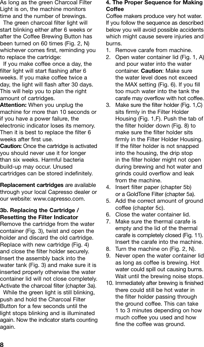 Page 8 of 12 - Capresso Capresso-Mt600-Plus-485-Users-Manual- MT500 IB 9/06  Capresso-mt600-plus-485-users-manual