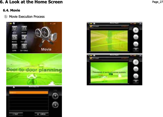 6. A Look at the Home Screen 6.4. Movie Page_27 ག  Movie Execution Process 