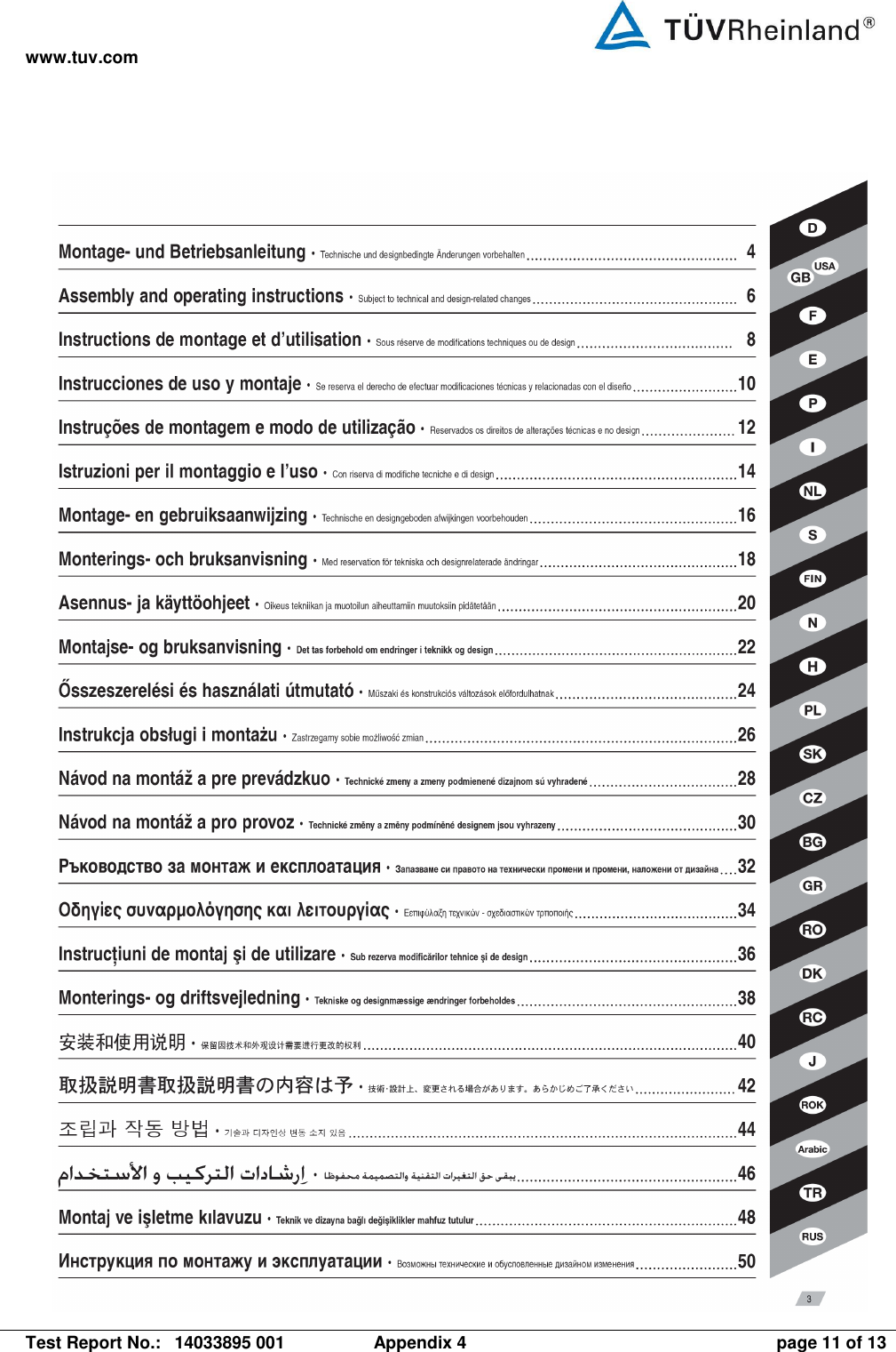 www.tuv.com   Test Report No.:  14033895 001  Appendix 4  page 11 of 13  