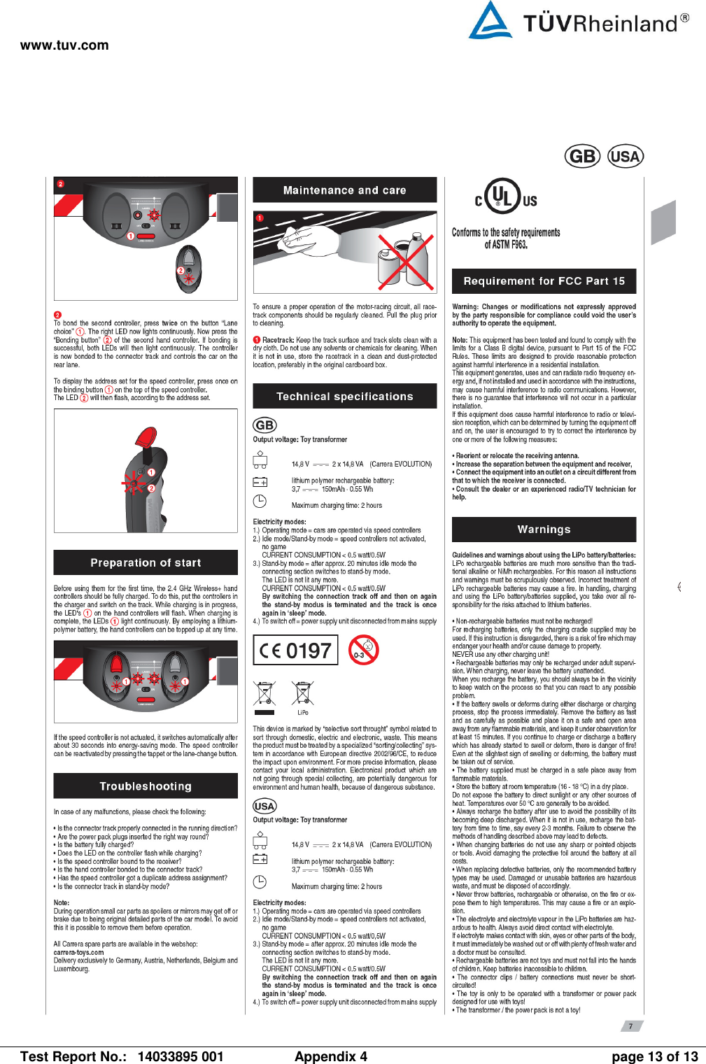 www.tuv.com   Test Report No.:  14033895 001  Appendix 4  page 13 of 13  