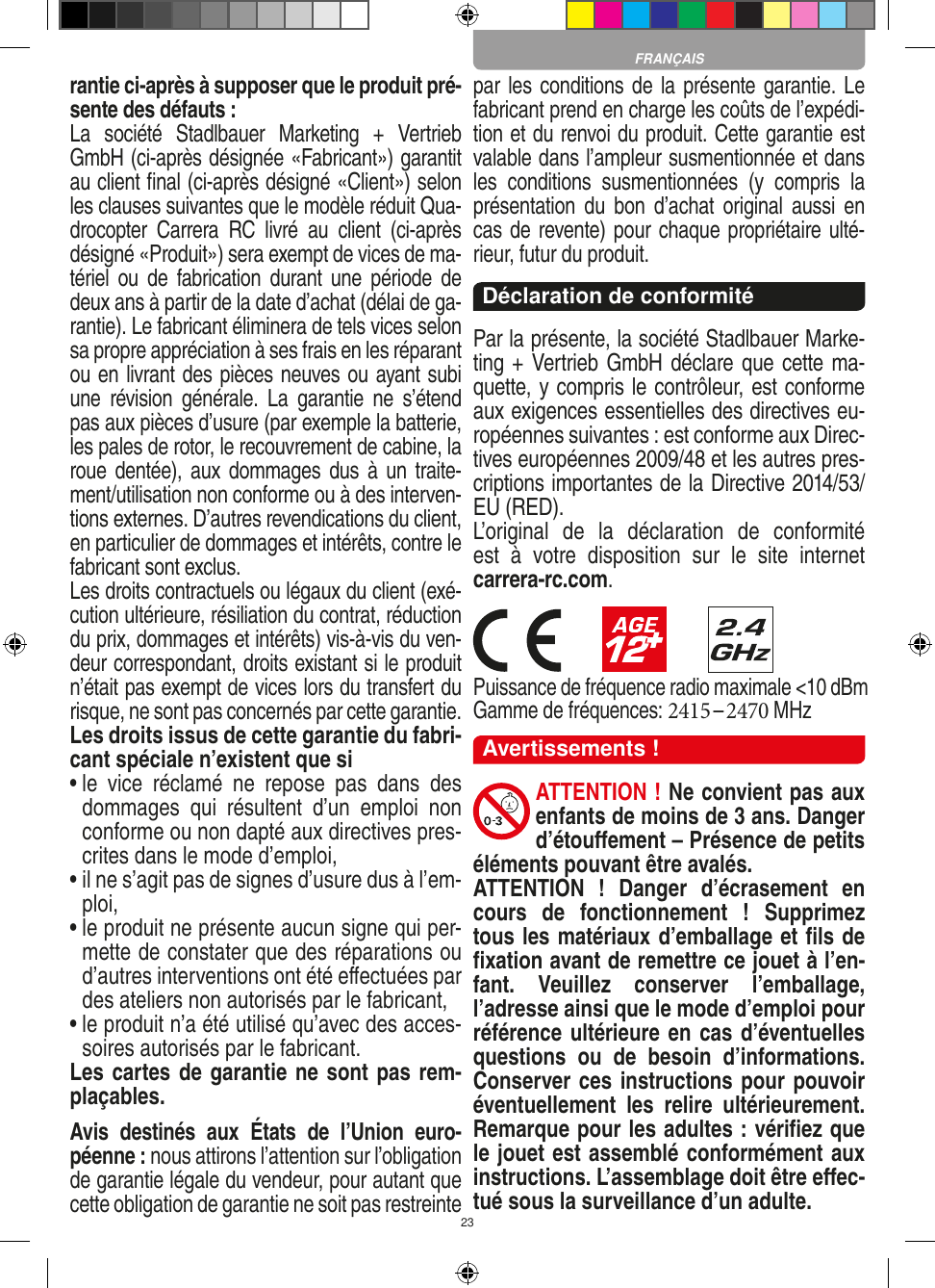 Page 23 of Carrera Toys 370401023 Short Range Device Radio Control Toy Transmitter User Manual 