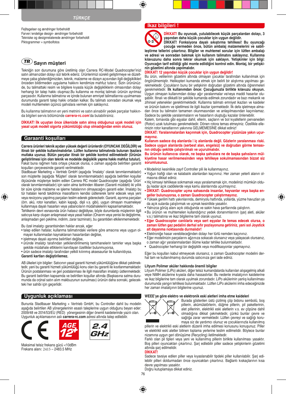 Page 76 of Carrera Toys 370401023 Short Range Device Radio Control Toy Transmitter User Manual 