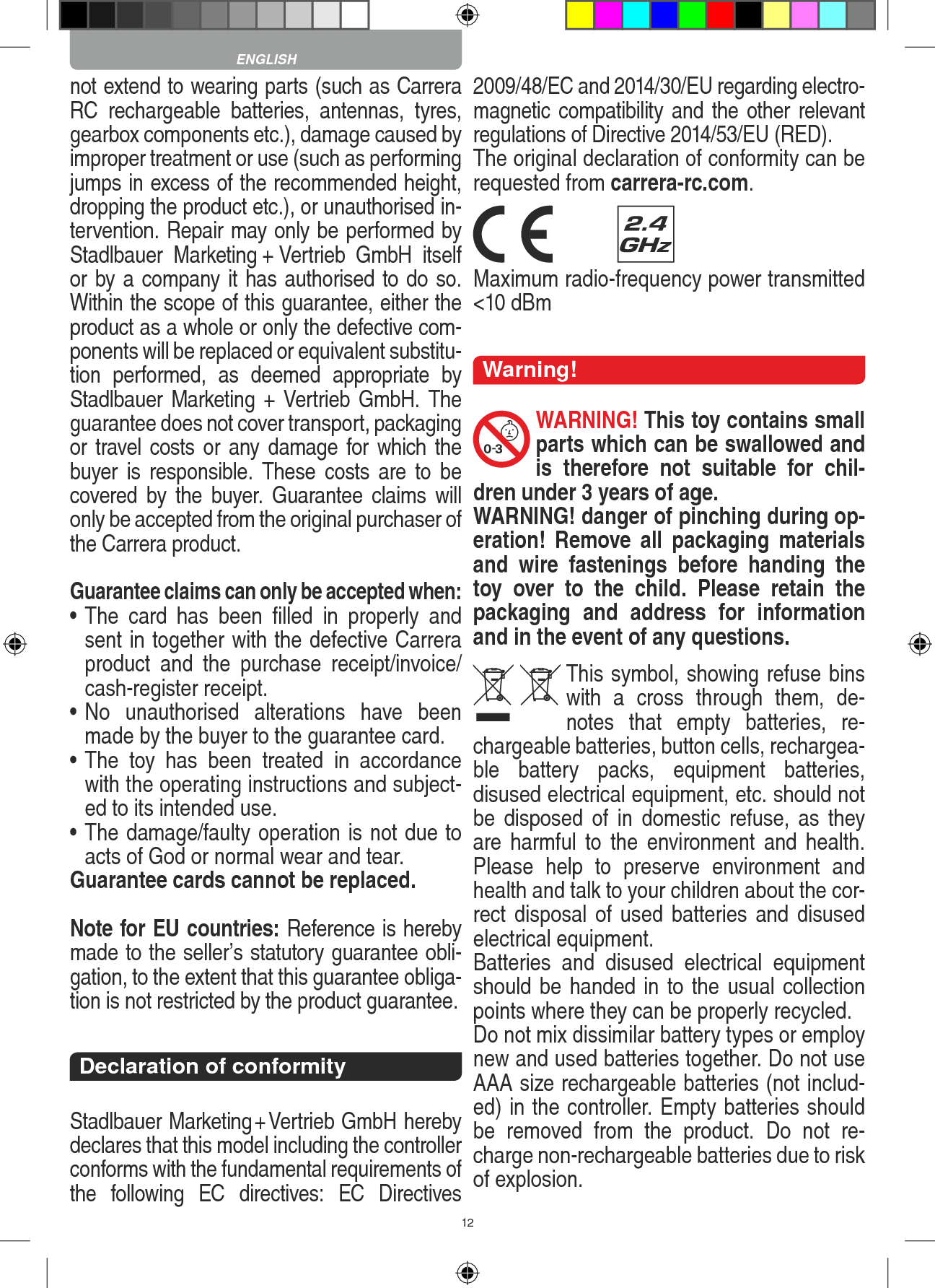 Page 12 of Carrera Toys 370900051 Short Range Device,Radio Controlled Toy Transmit User Manual 