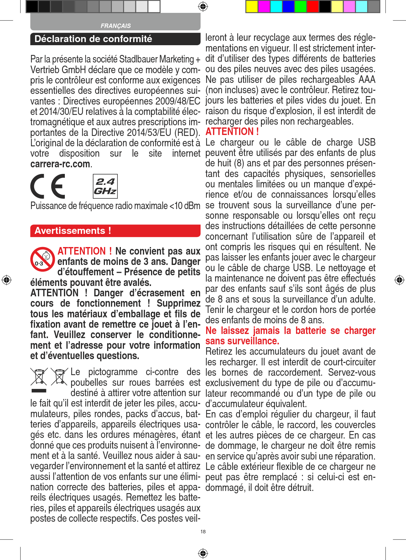Page 18 of Carrera Toys 370900051 Short Range Device,Radio Controlled Toy Transmit User Manual 