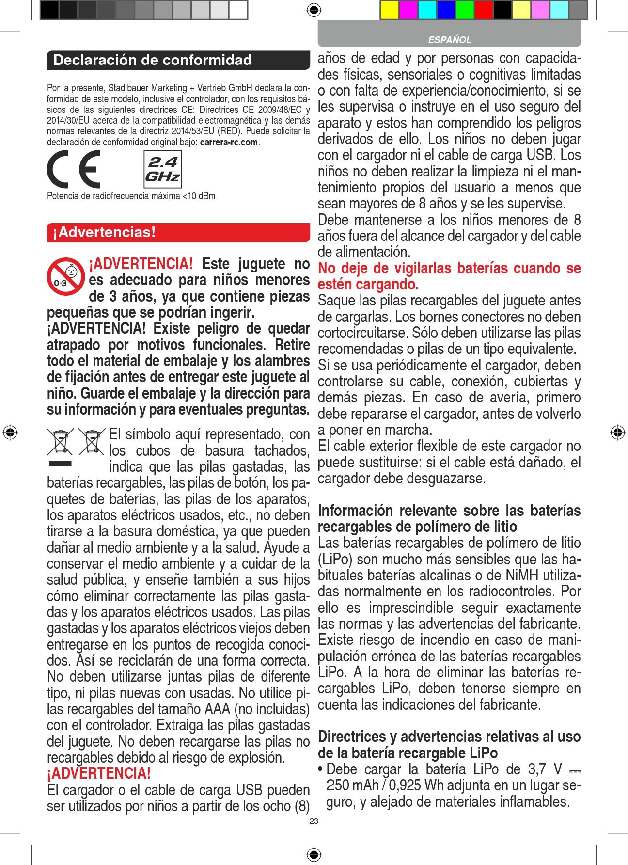 Page 23 of Carrera Toys 370900051 Short Range Device,Radio Controlled Toy Transmit User Manual 