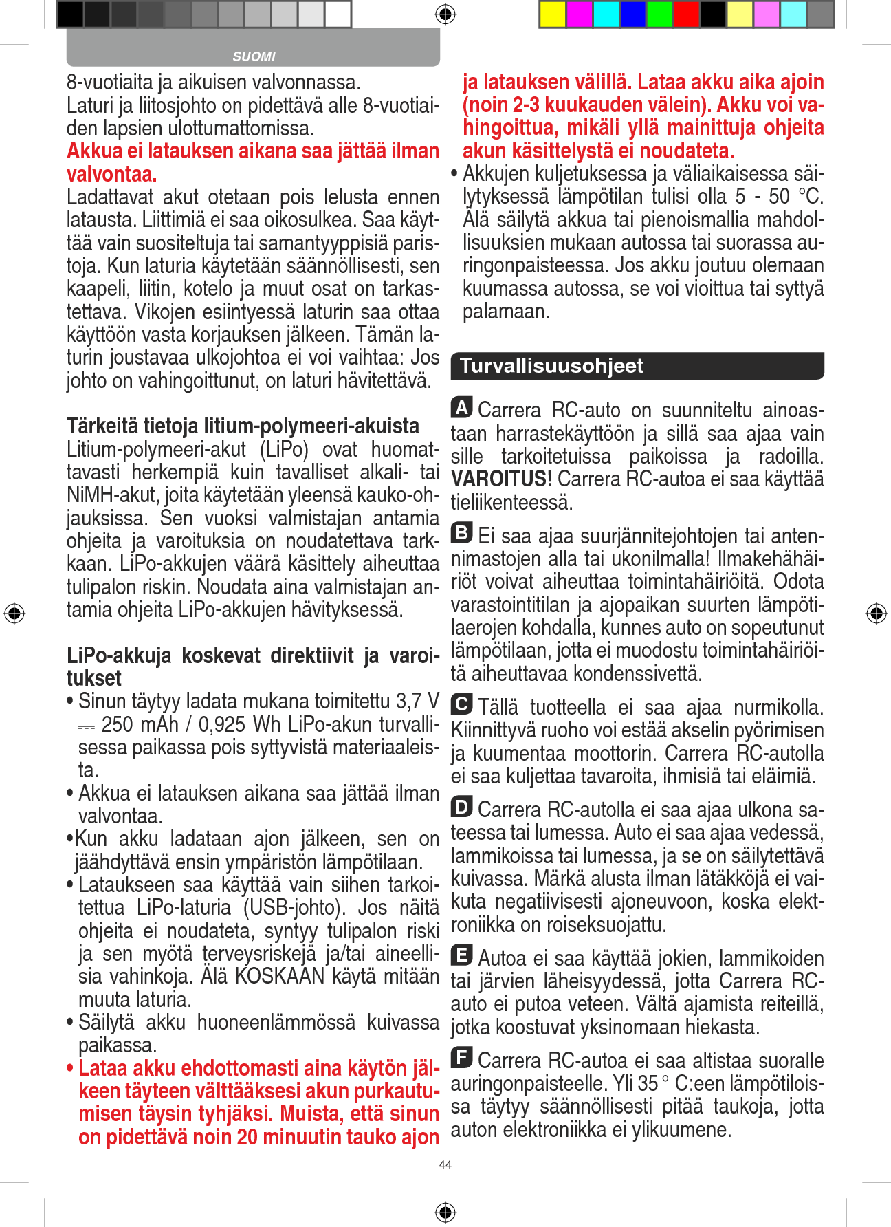 Page 44 of Carrera Toys 370900051 Short Range Device,Radio Controlled Toy Transmit User Manual 