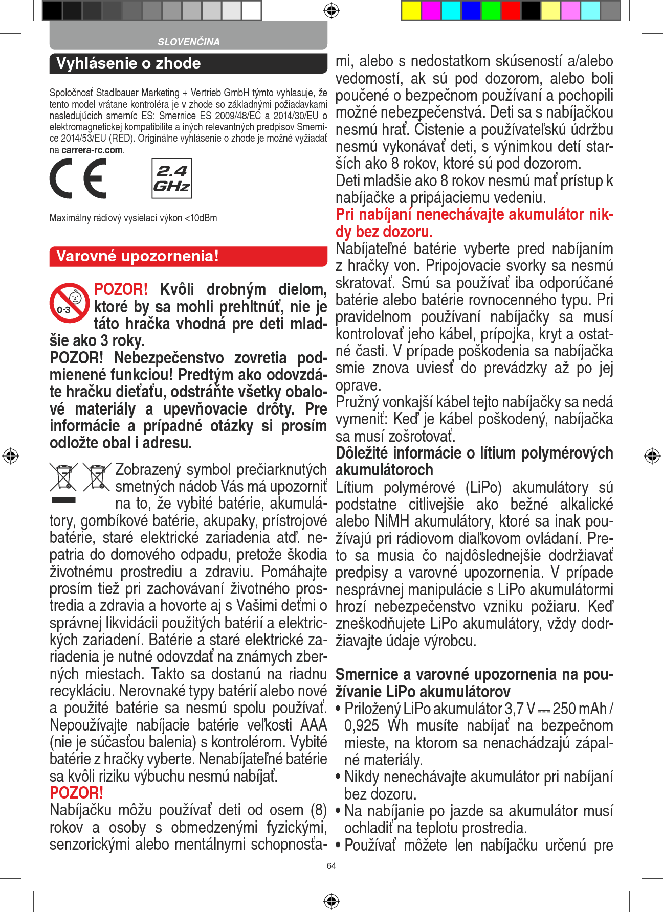 Page 64 of Carrera Toys 370900051 Short Range Device,Radio Controlled Toy Transmit User Manual 