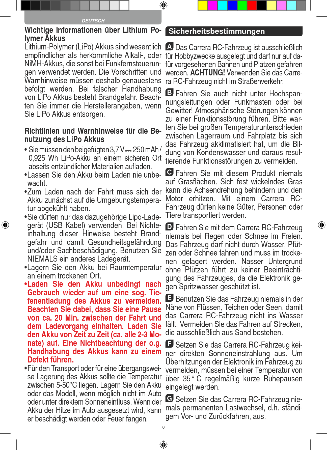 Page 8 of Carrera Toys 370900051 Short Range Device,Radio Controlled Toy Transmit User Manual 