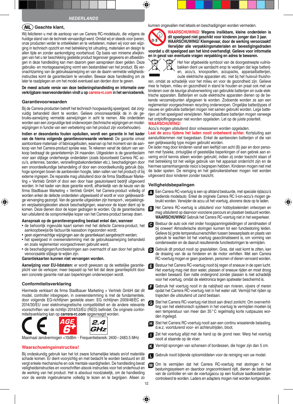 Page 12 of Carrera Toys 370900053 Radio Control Toy Transmitter (2.4GHz) User Manual