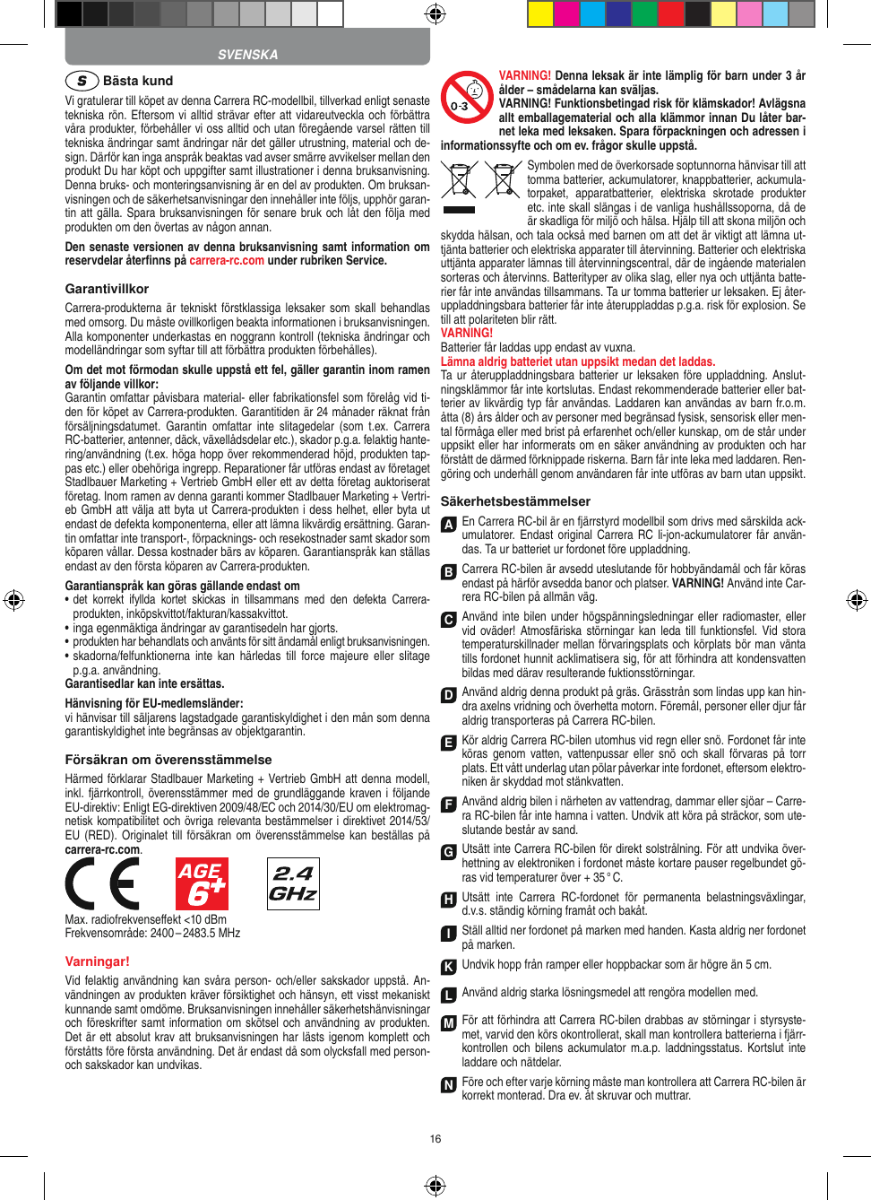 Page 16 of Carrera Toys 370900053 Radio Control Toy Transmitter (2.4GHz) User Manual