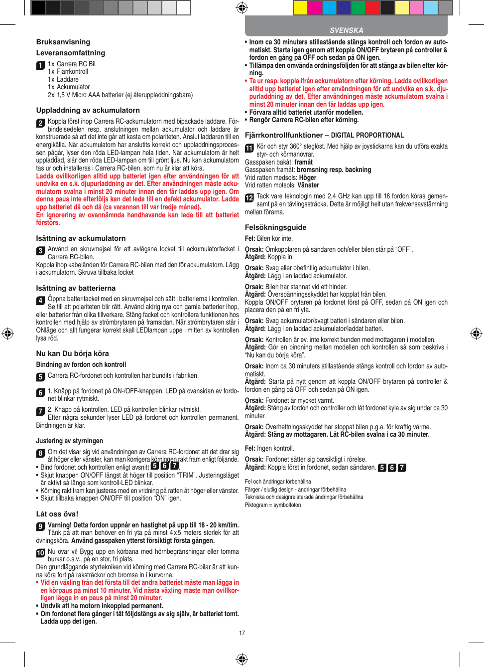 Page 17 of Carrera Toys 370900053 Radio Control Toy Transmitter (2.4GHz) User Manual