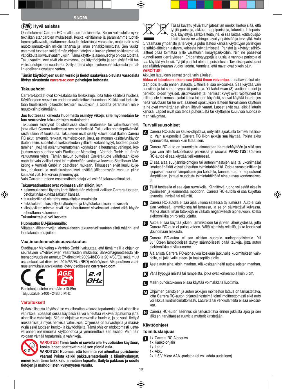 Page 18 of Carrera Toys 370900053 Radio Control Toy Transmitter (2.4GHz) User Manual