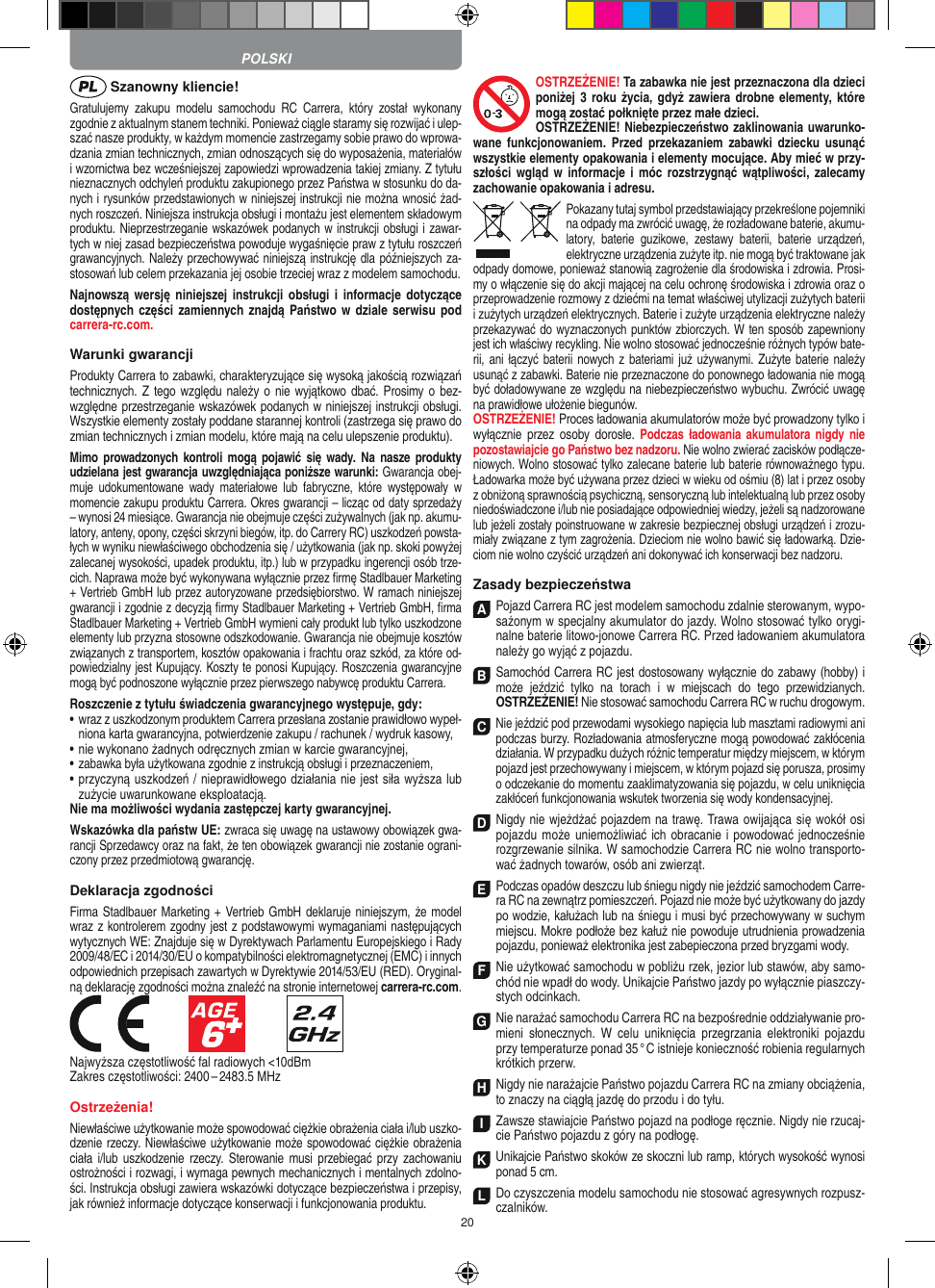 Page 20 of Carrera Toys 370900053 Radio Control Toy Transmitter (2.4GHz) User Manual