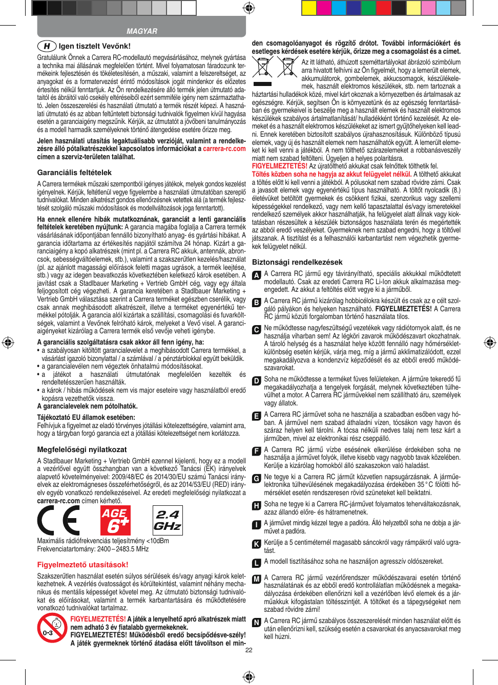 Page 22 of Carrera Toys 370900053 Radio Control Toy Transmitter (2.4GHz) User Manual