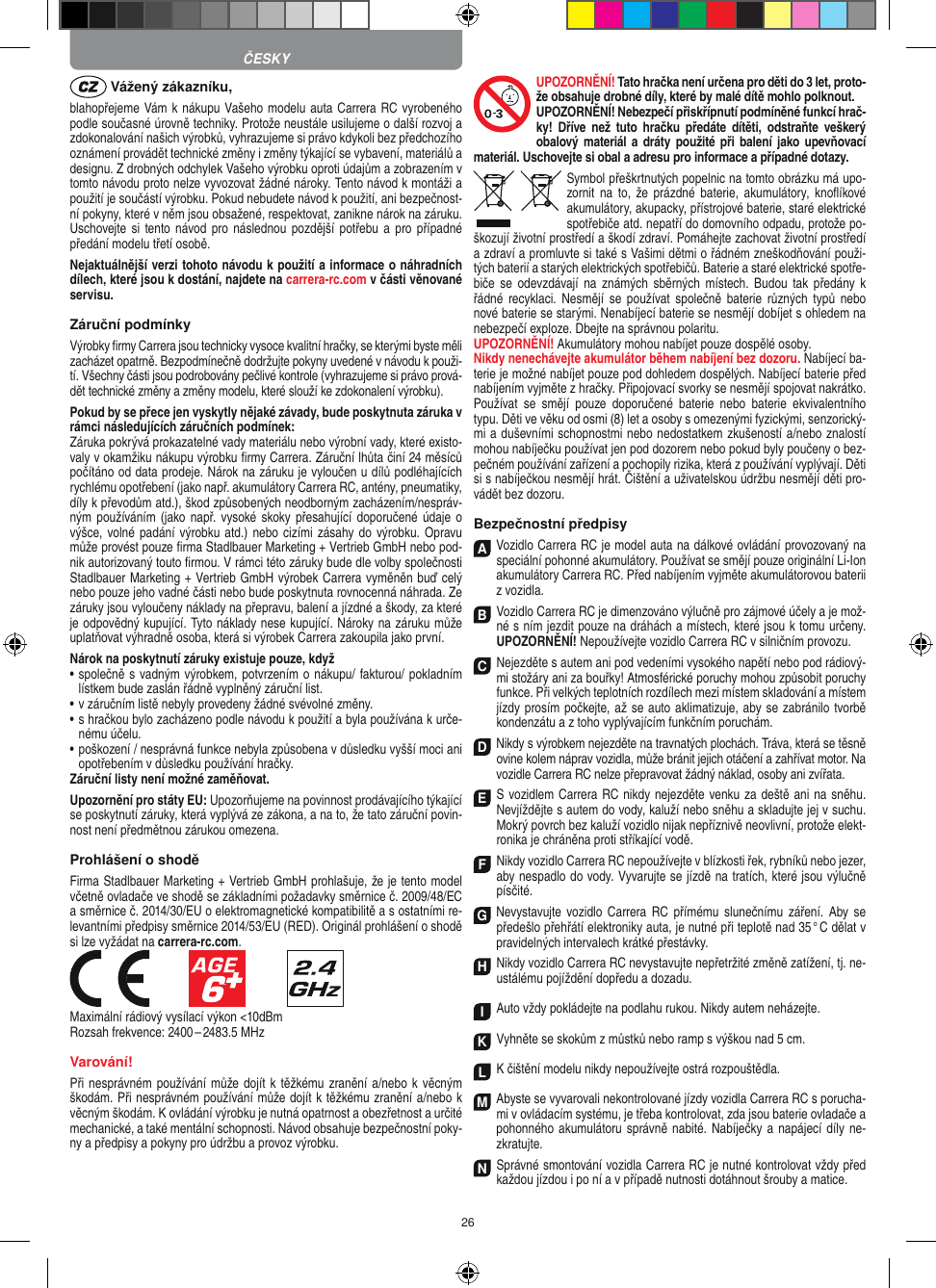 Page 26 of Carrera Toys 370900053 Radio Control Toy Transmitter (2.4GHz) User Manual