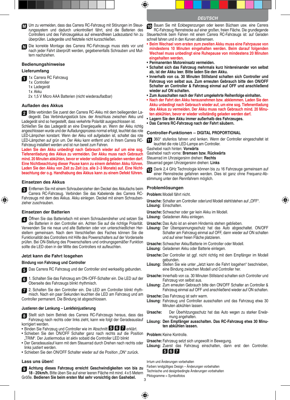 Page 3 of Carrera Toys 370900053 Radio Control Toy Transmitter (2.4GHz) User Manual