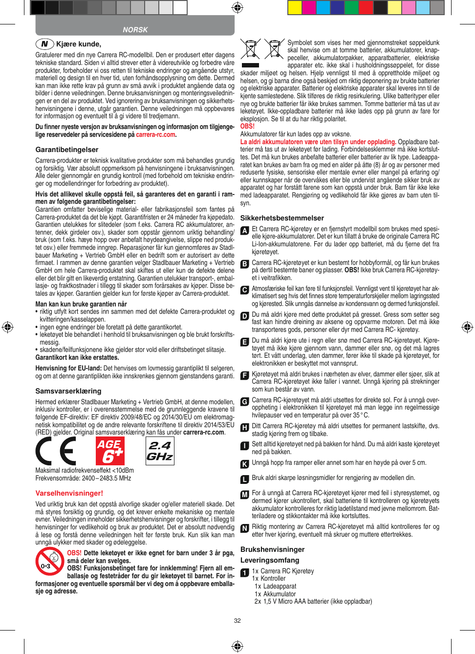 Page 32 of Carrera Toys 370900053 Radio Control Toy Transmitter (2.4GHz) User Manual