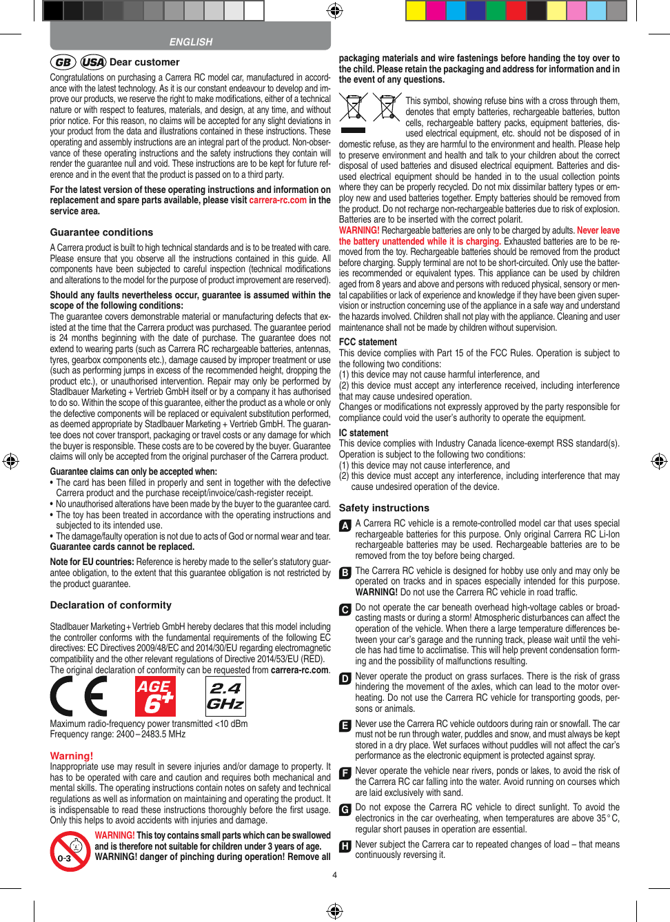 Page 4 of Carrera Toys 370900053 Radio Control Toy Transmitter (2.4GHz) User Manual