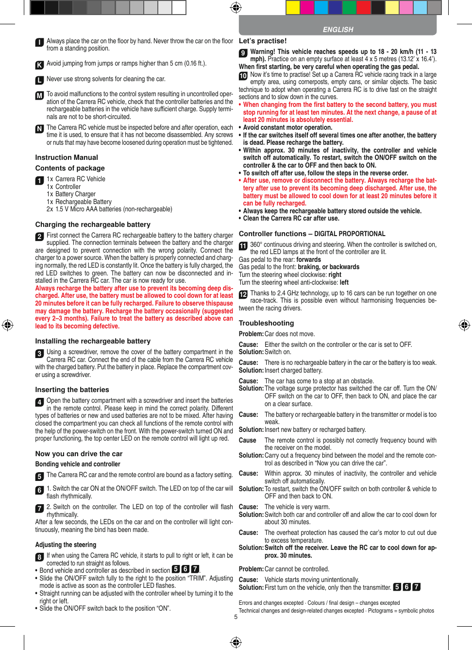 Page 5 of Carrera Toys 370900053 Radio Control Toy Transmitter (2.4GHz) User Manual