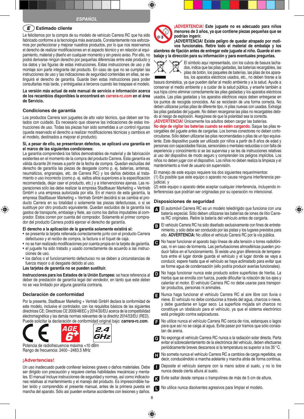 Page 8 of Carrera Toys 370900053 Radio Control Toy Transmitter (2.4GHz) User Manual