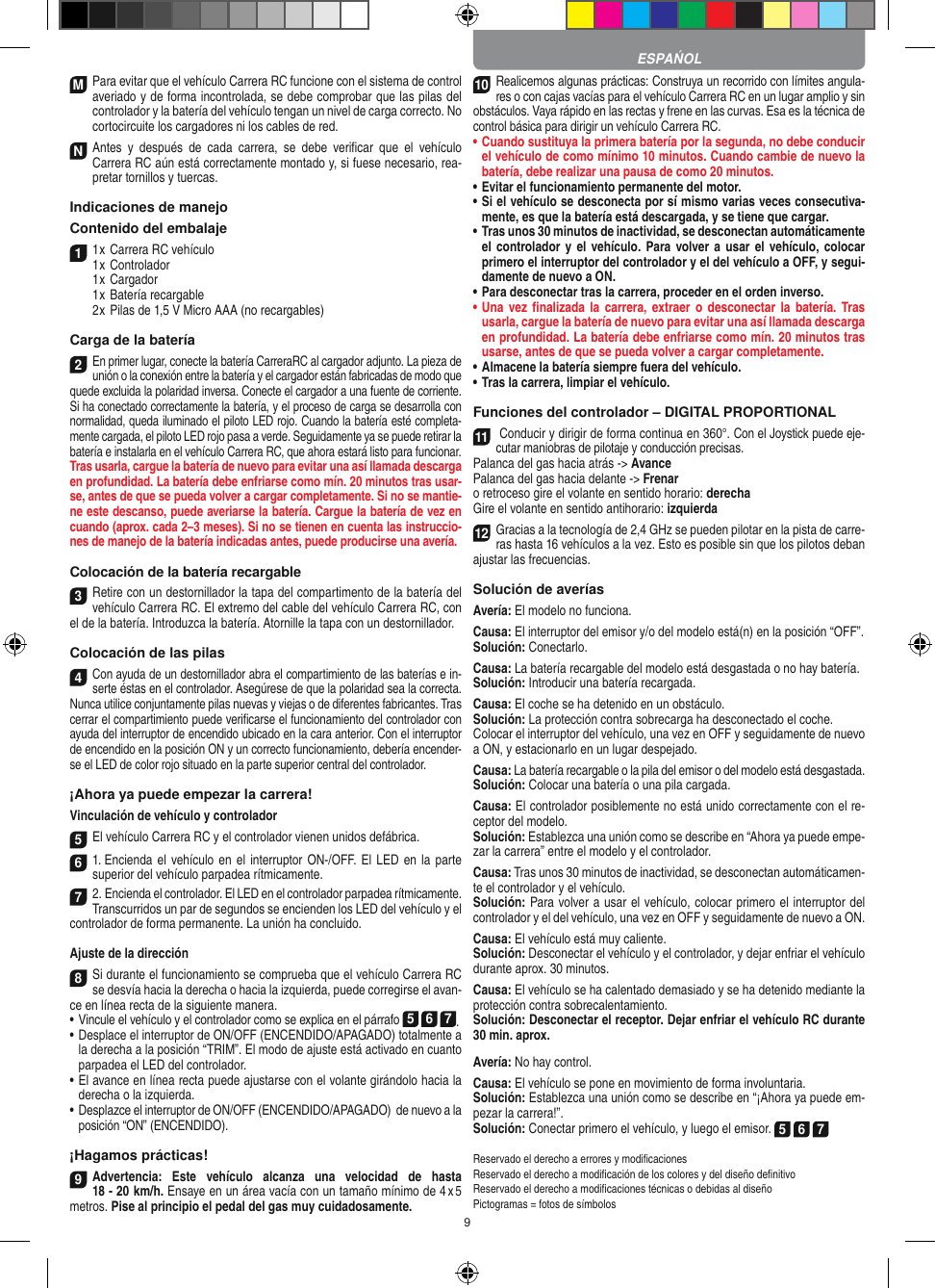 Page 9 of Carrera Toys 370900053 Radio Control Toy Transmitter (2.4GHz) User Manual