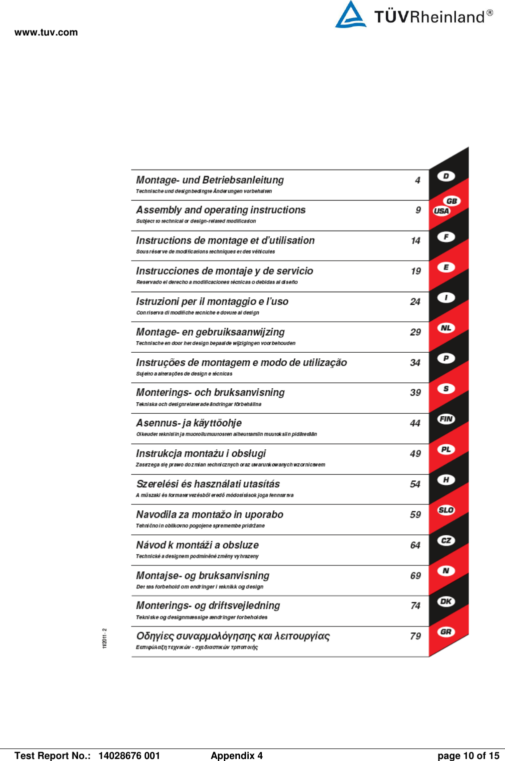 www.tuv.com   Test Report No.:  14028676 001  Appendix 4  page 10 of 15    