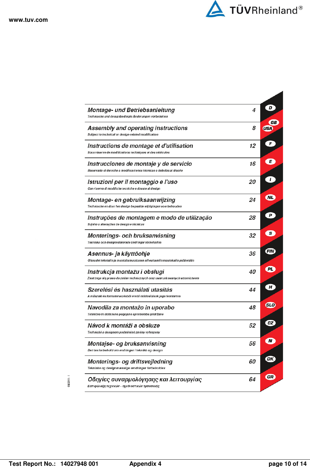 www.tuv.com   Test Report No.:  14027948 001  Appendix 4  page 10 of 14   