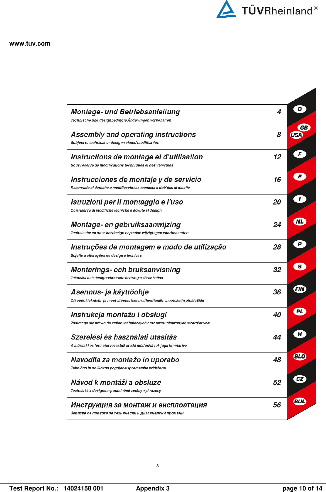 www.tuv.com   Test Report No.:  14024158 001  Appendix 3  page 10 of 14  