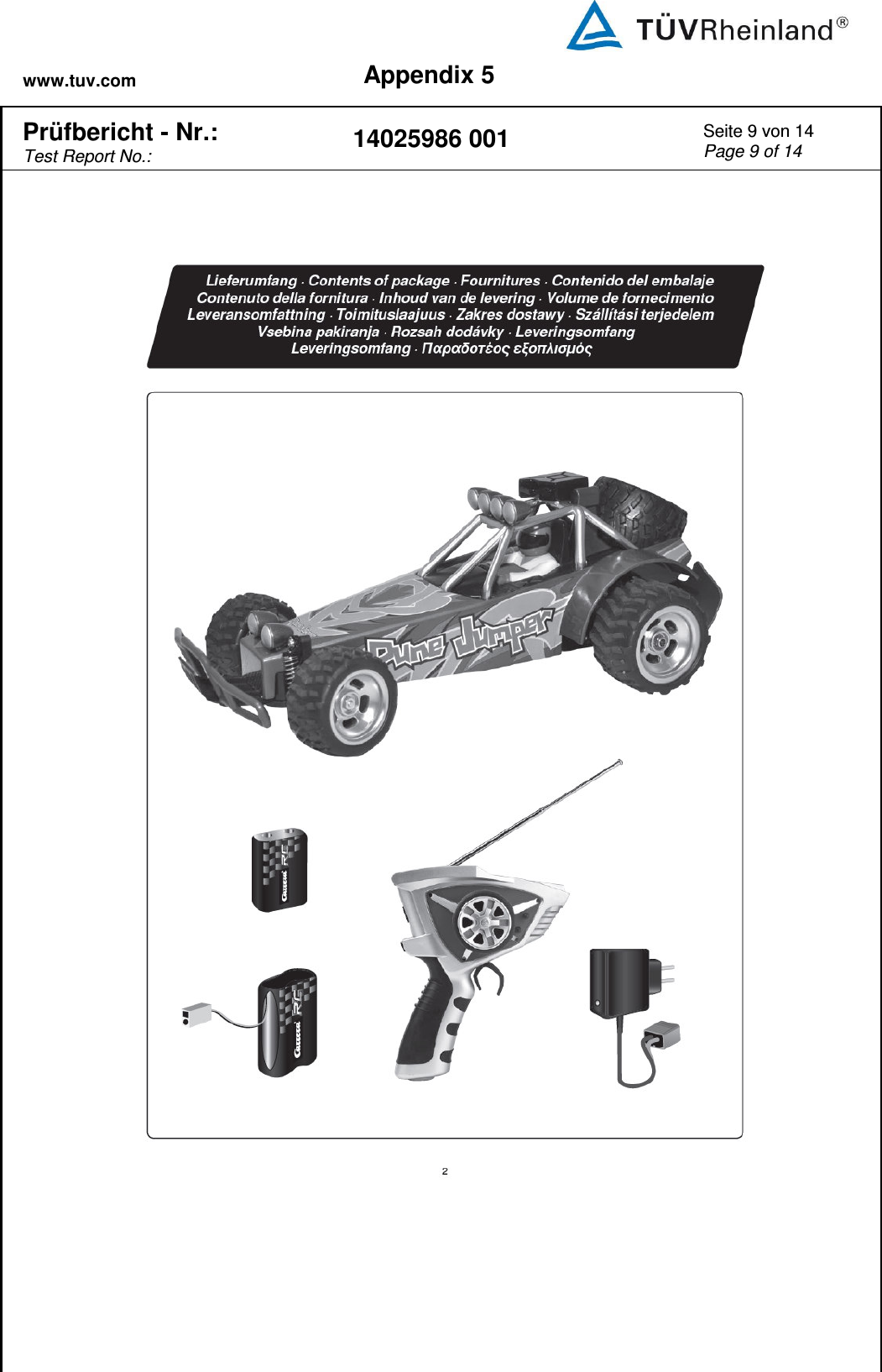 www.tuv.com Appendix 5  Prüfbericht - Nr.:  Test Report No.: 14025986 001 Seite 9 von 14 Page 9 of 14     