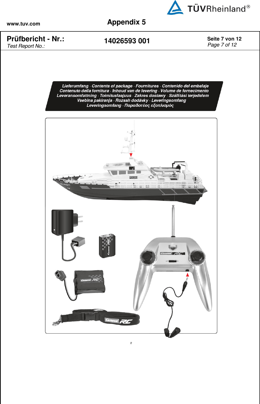 www.tuv.com Appendix 5  Prüfbericht - Nr.:  Test Report No.: 14026593 001 Seite 7 von 12 Page 7 of 12      