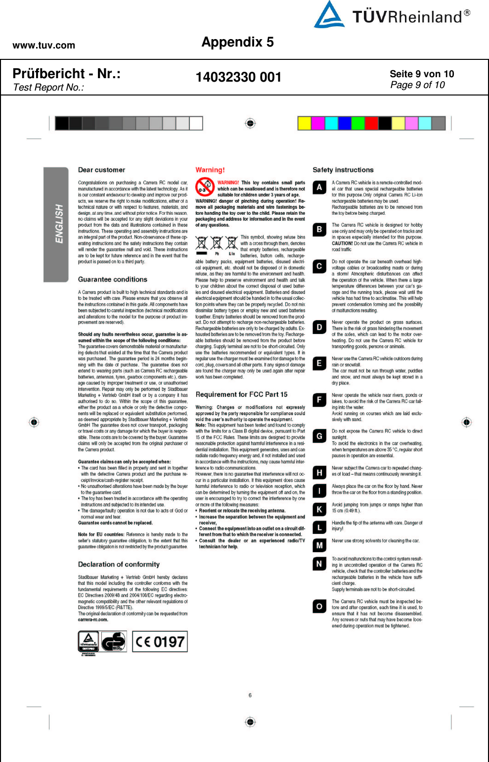 www.tuv.com Appendix 5  Prüfbericht - Nr.:  Test Report No.: 14032330 001 Seite 9 von 10 Page 9 of 10   