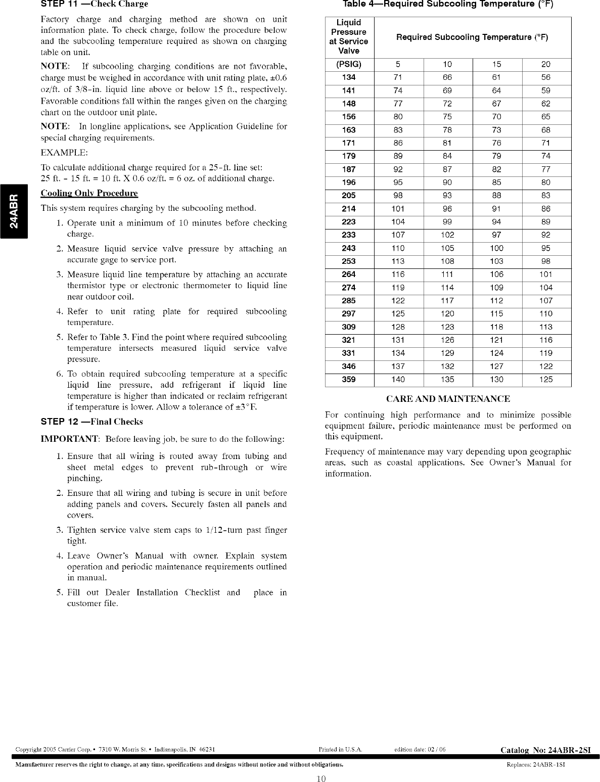 Page 10 of 10 - Carrier 24ABR318A0030010 User Manual  A/C UNIT - Manuals And Guides L0610772