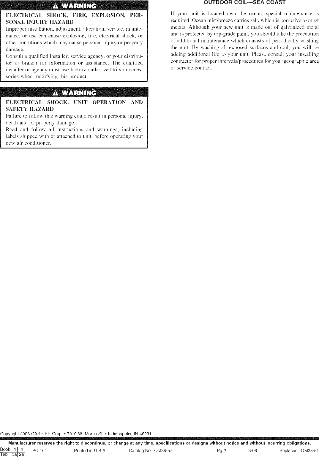 Page 2 of 2 - Carrier 38BRC030 SERIES310 User Manual  CONDENSING UNIT - Manuals And Guides L0603455