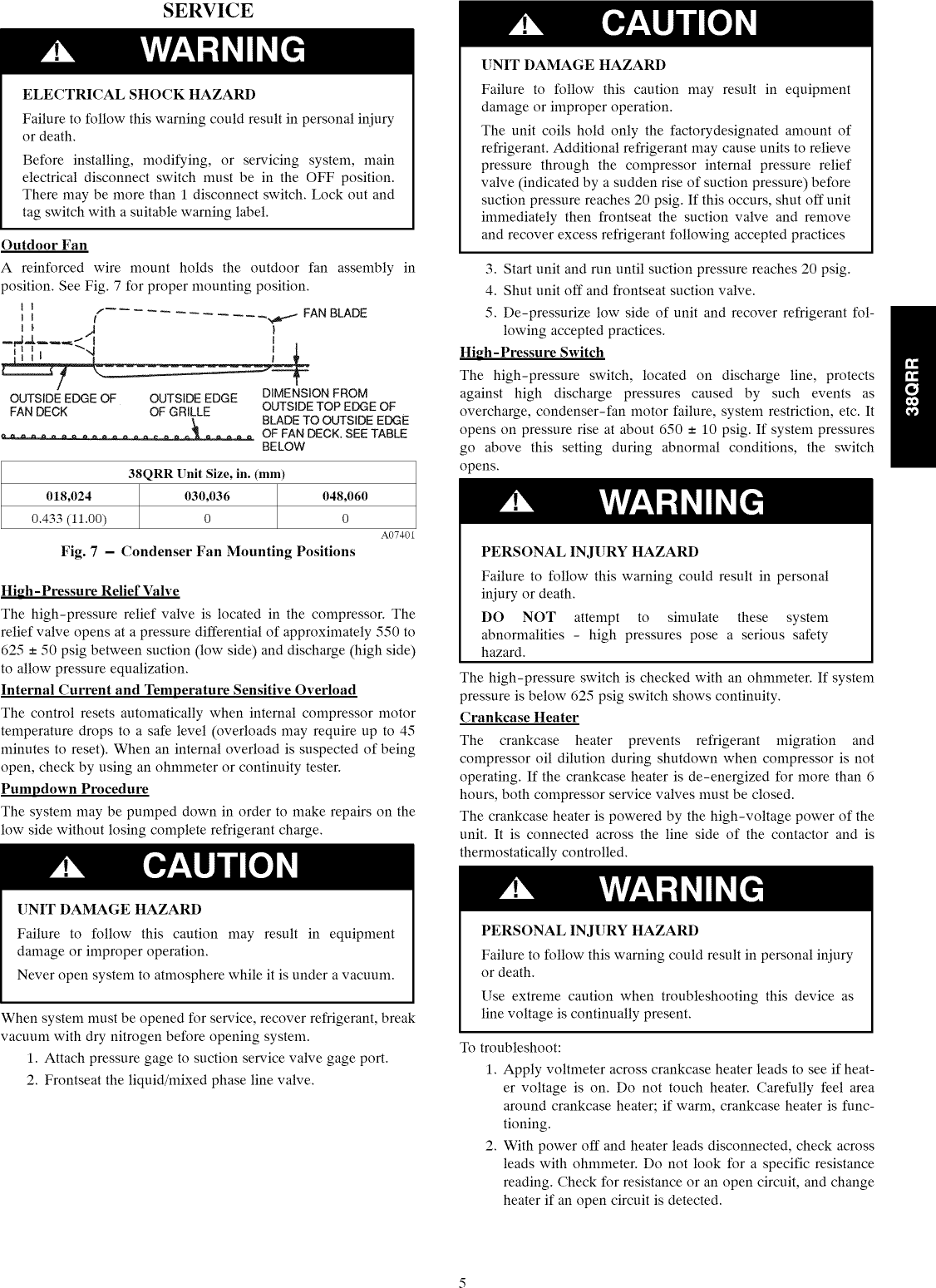 Page 5 of 10 - Carrier 38QRR018300 User Manual  HEAT PUMP - Manuals And Guides 1008629L