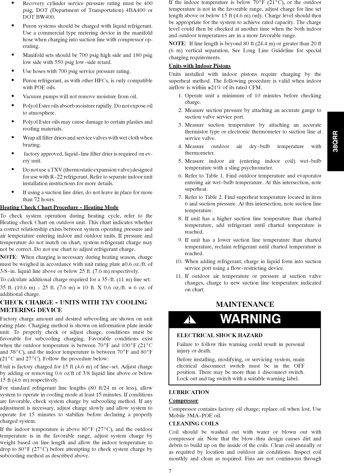 Page 7 of 10 - Carrier 38QRR018300 User Manual  HEAT PUMP - Manuals And Guides 1008629L