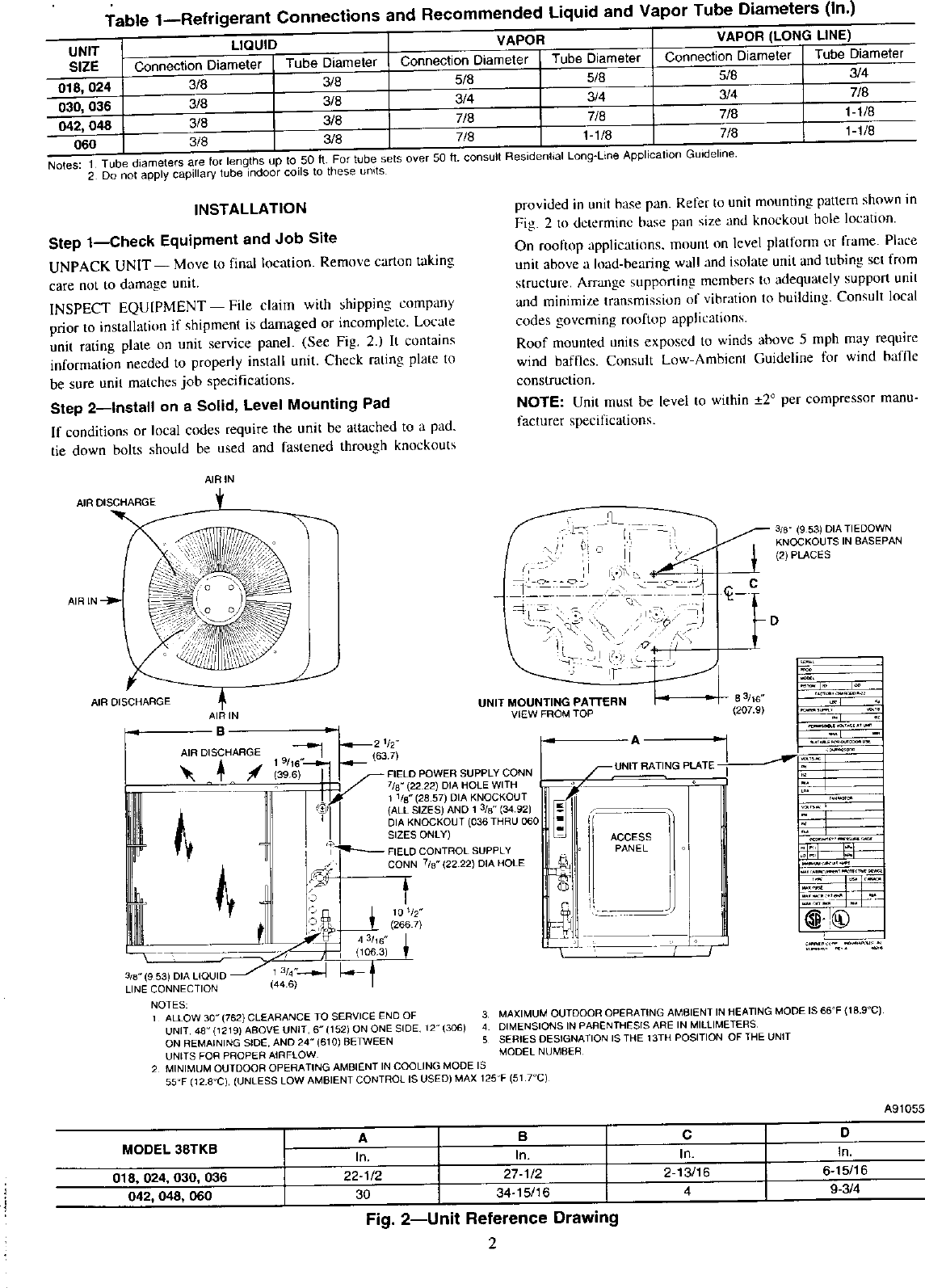 Page 2 of 8 - Carrier 38TKB018 SERIES330 User Manual  CONDENSING UNIT - Manuals And Guides L0211022