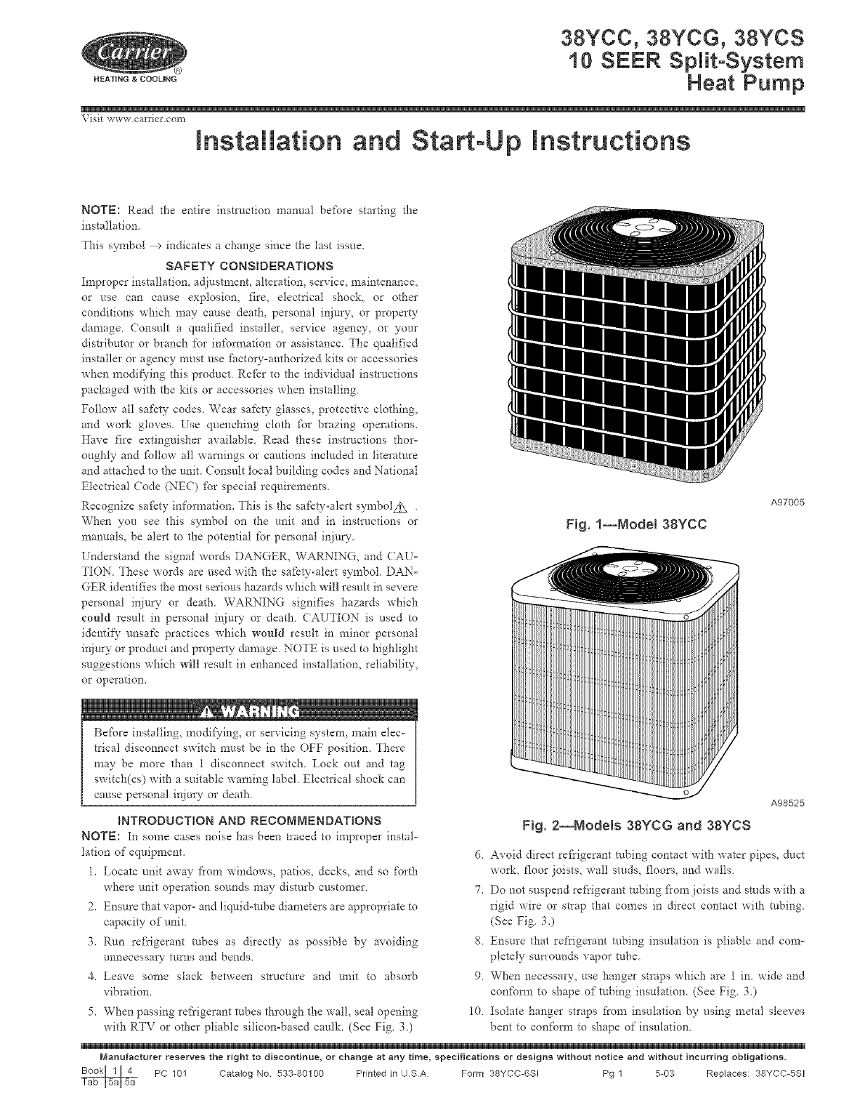 Carrier 38YCC018 SERIES300 User Manual HEAT PUMP Manuals And Guides