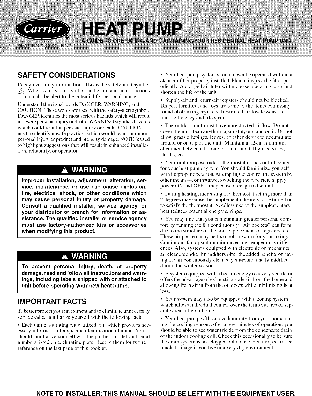Carrier Heat Pump Manual