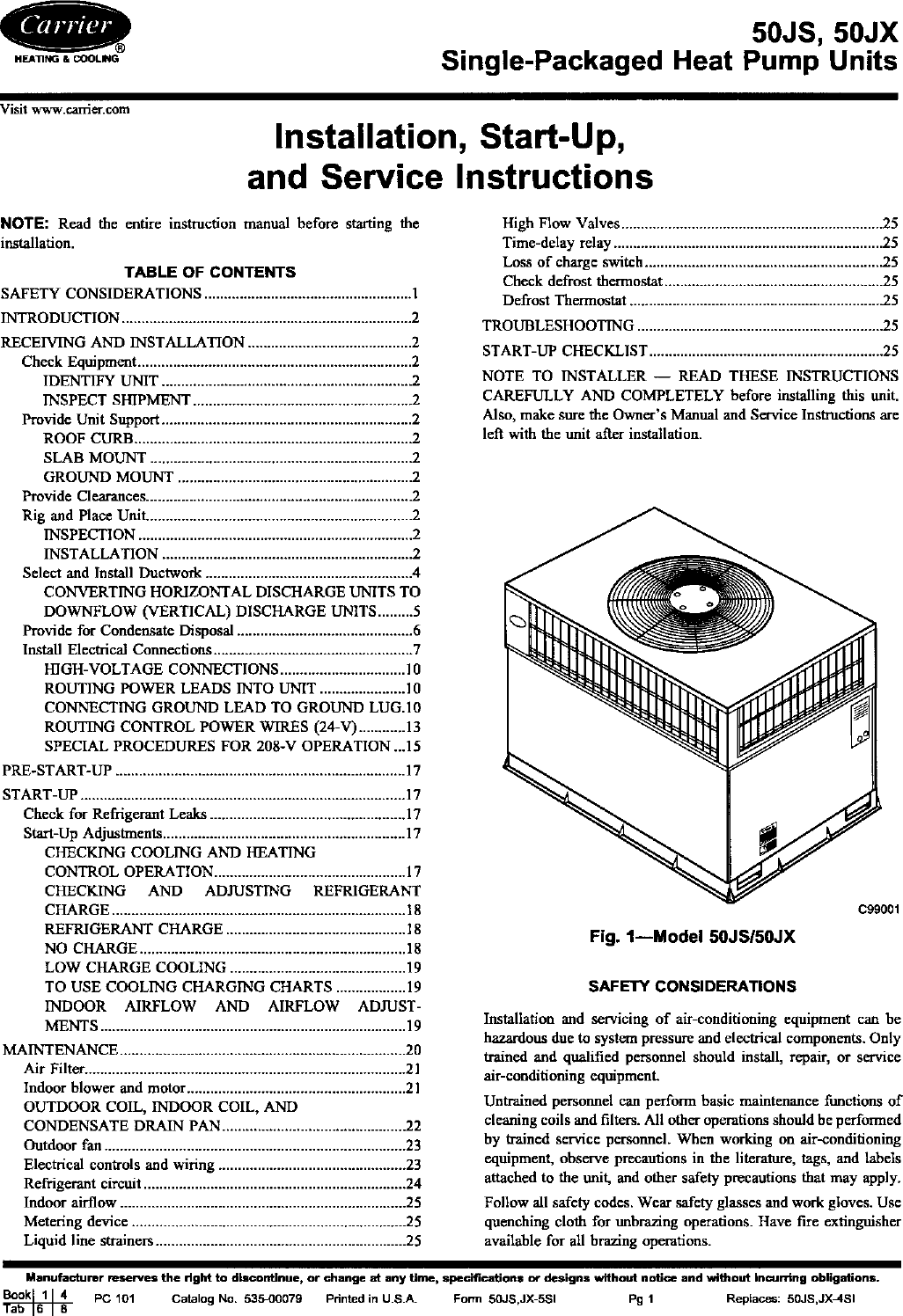 Carrier 50JS024300 User Manual HEAT PUMP Manuals And Guides L0410228