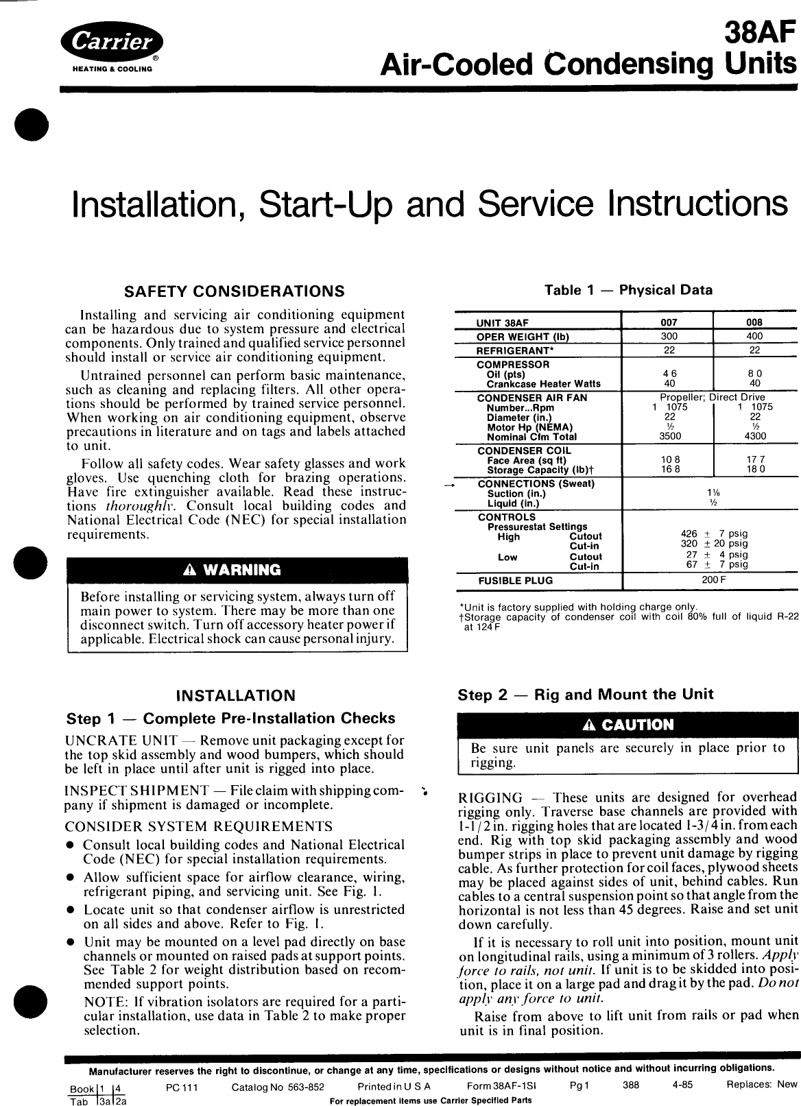Page 1 of 6 - Carrier Carrier-38Af-Users-Manual- Carrier-38af-users-manual