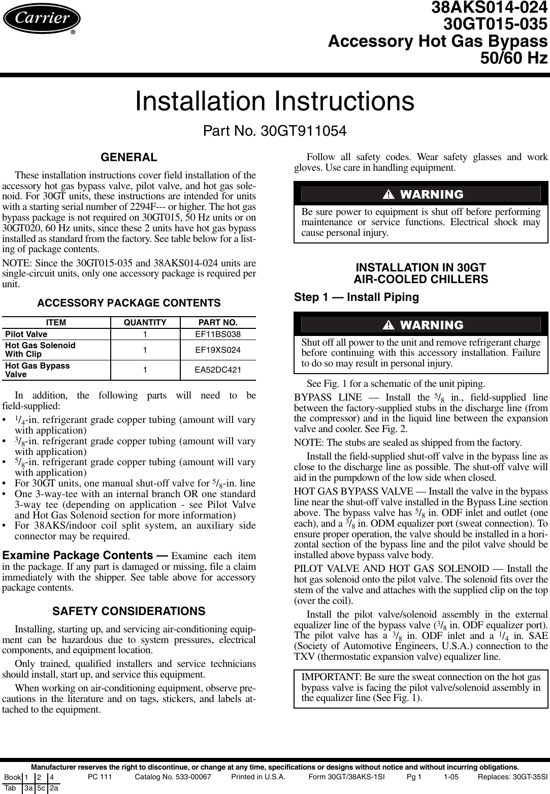 Page 1 of 4 - Carrier Carrier-38Aks014-024-Users-Manual-  Carrier-38aks014-024-users-manual