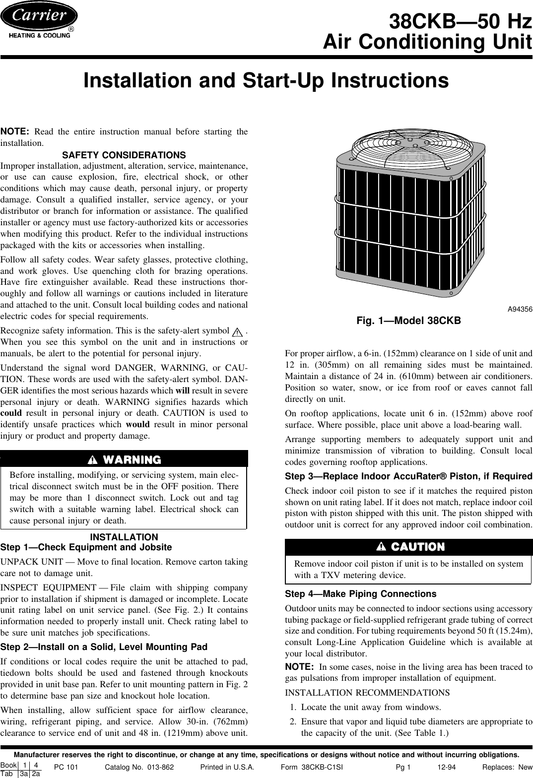 Page 1 of 6 - Carrier Carrier-38Ckb-Users-Manual-  Carrier-38ckb-users-manual