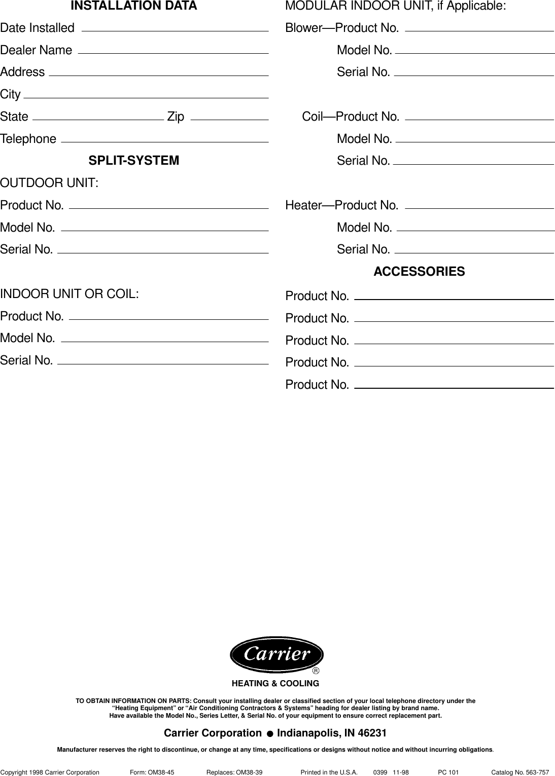 Page 8 of 8 - Carrier Carrier-38Ckc-Users-Manual-  Carrier-38ckc-users-manual