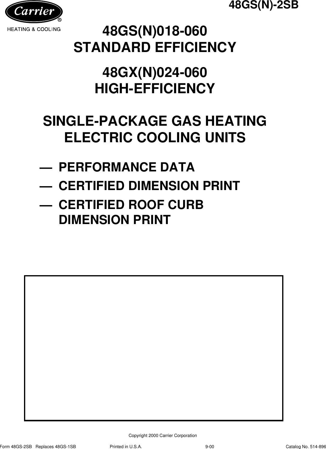 Page 1 of 8 - Carrier Carrier-48Gsn018-060-Users-Manual-  Carrier-48gsn018-060-users-manual