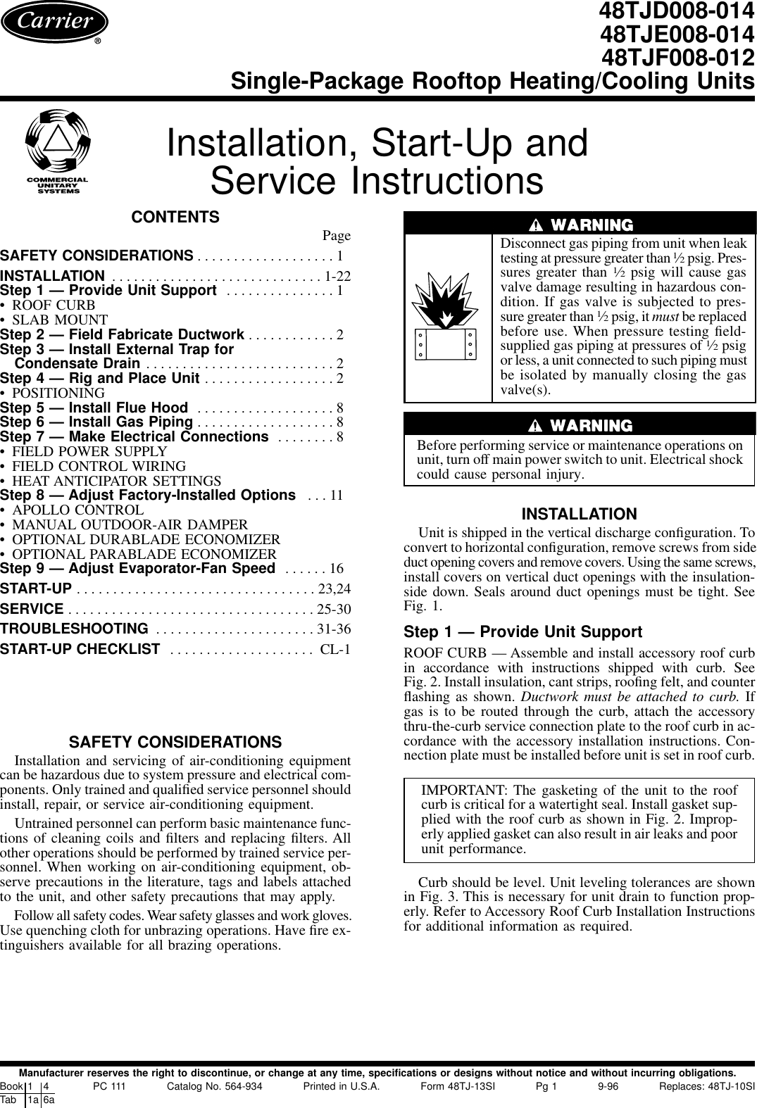 Carrier 48Tjd008 014 Users Manual