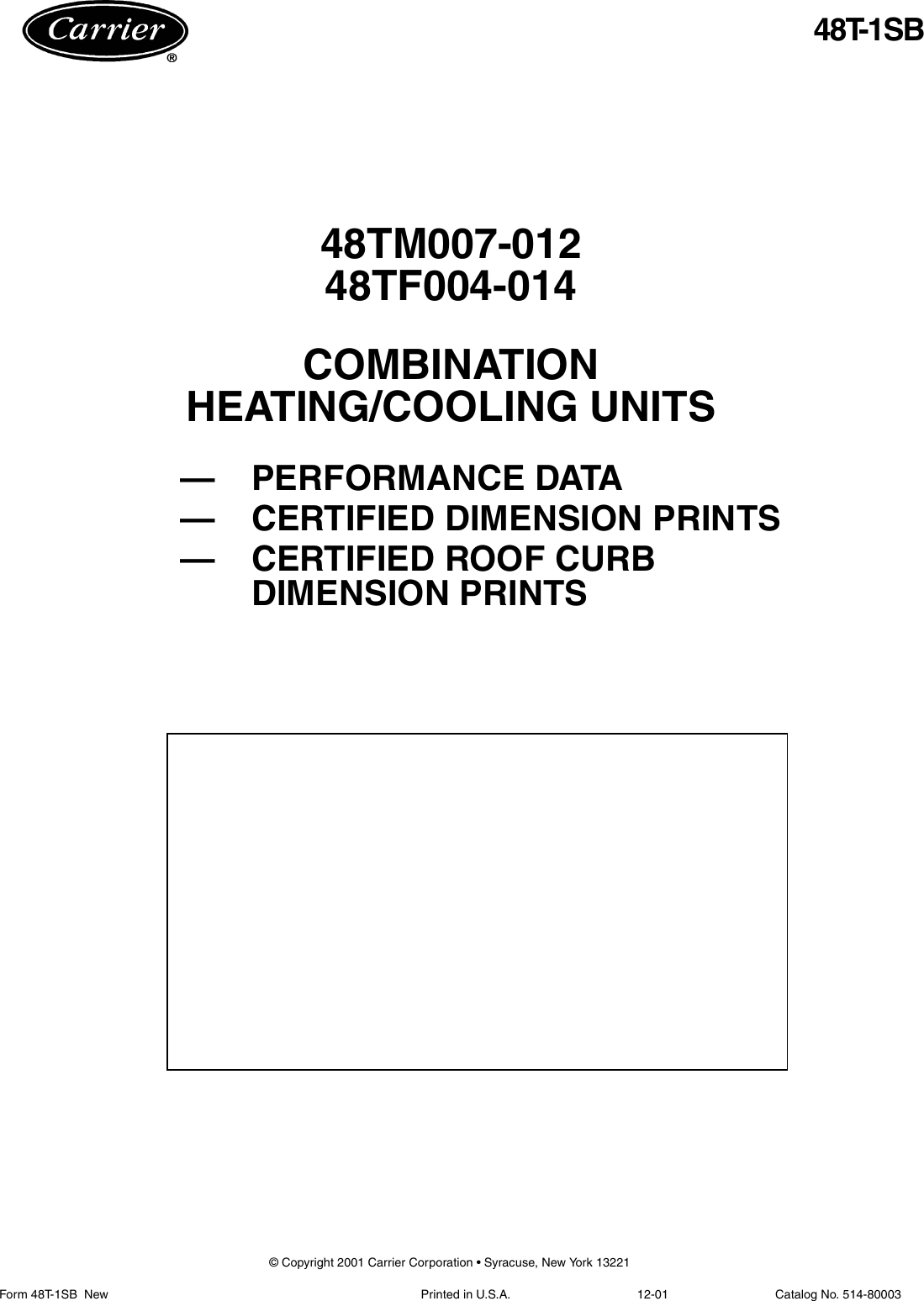 Page 1 of 8 - Carrier Carrier-48Tm007-012-Users-Manual-  Carrier-48tm007-012-users-manual