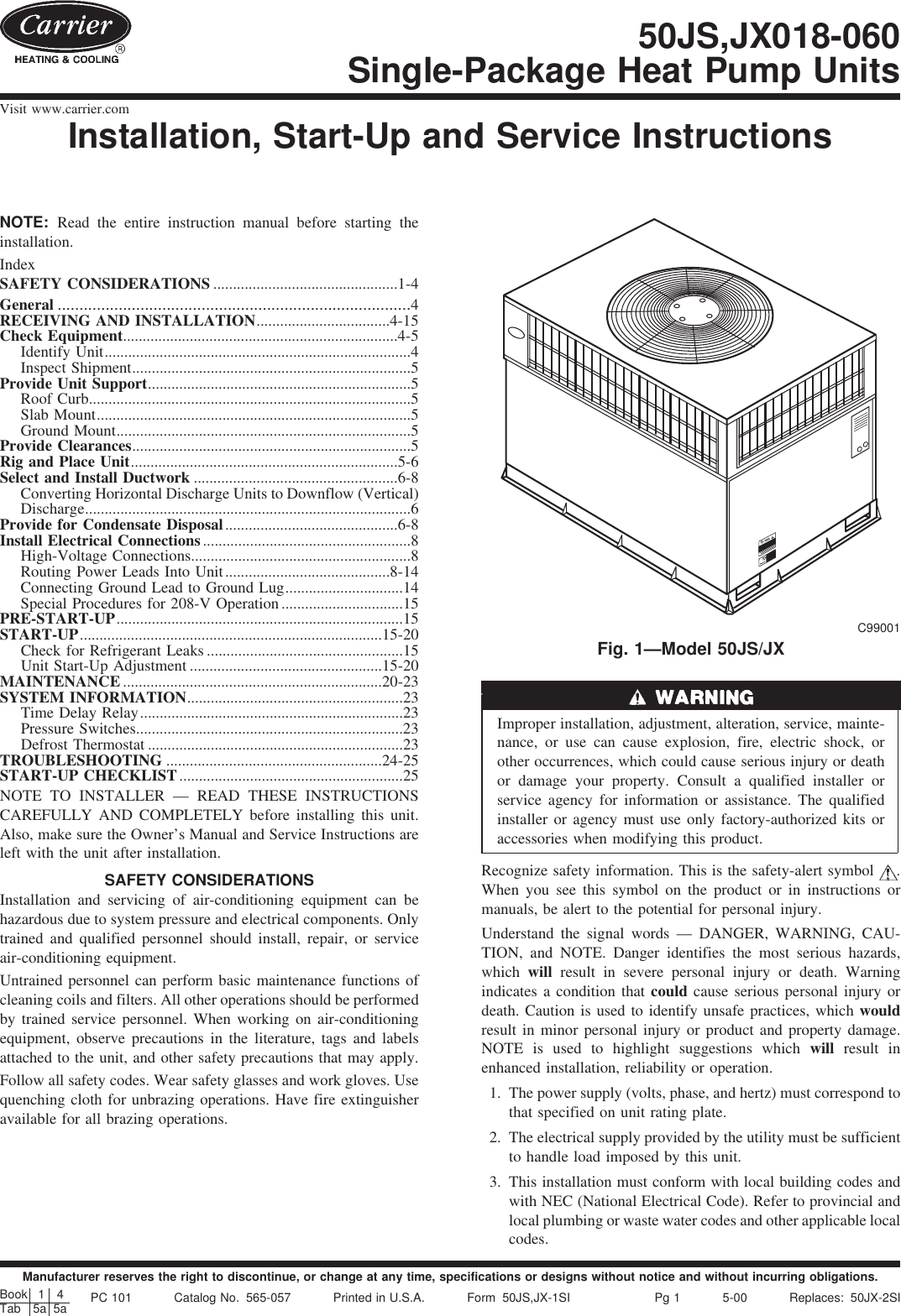 Carrier 50Js Users Manual