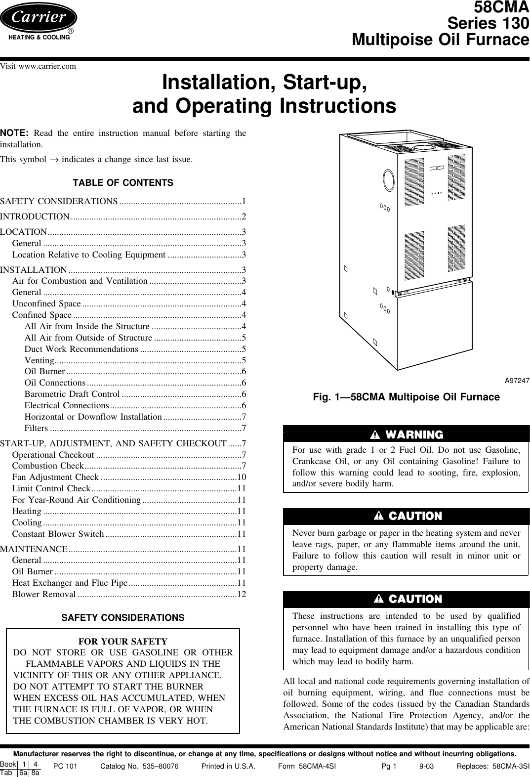 Carrier 58Cma Users Manual