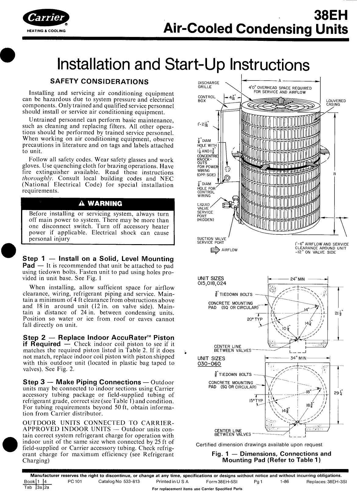 Page 1 of 6 - Carrier Carrier-Air-Cooled-Condensing-Unit-38Eh-Users-Manual-  Carrier-air-cooled-condensing-unit-38eh-users-manual
